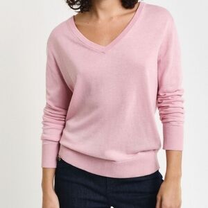 Gap Sz XS Cotton & Lenin Blend Women's Pink V-Neck Sweater